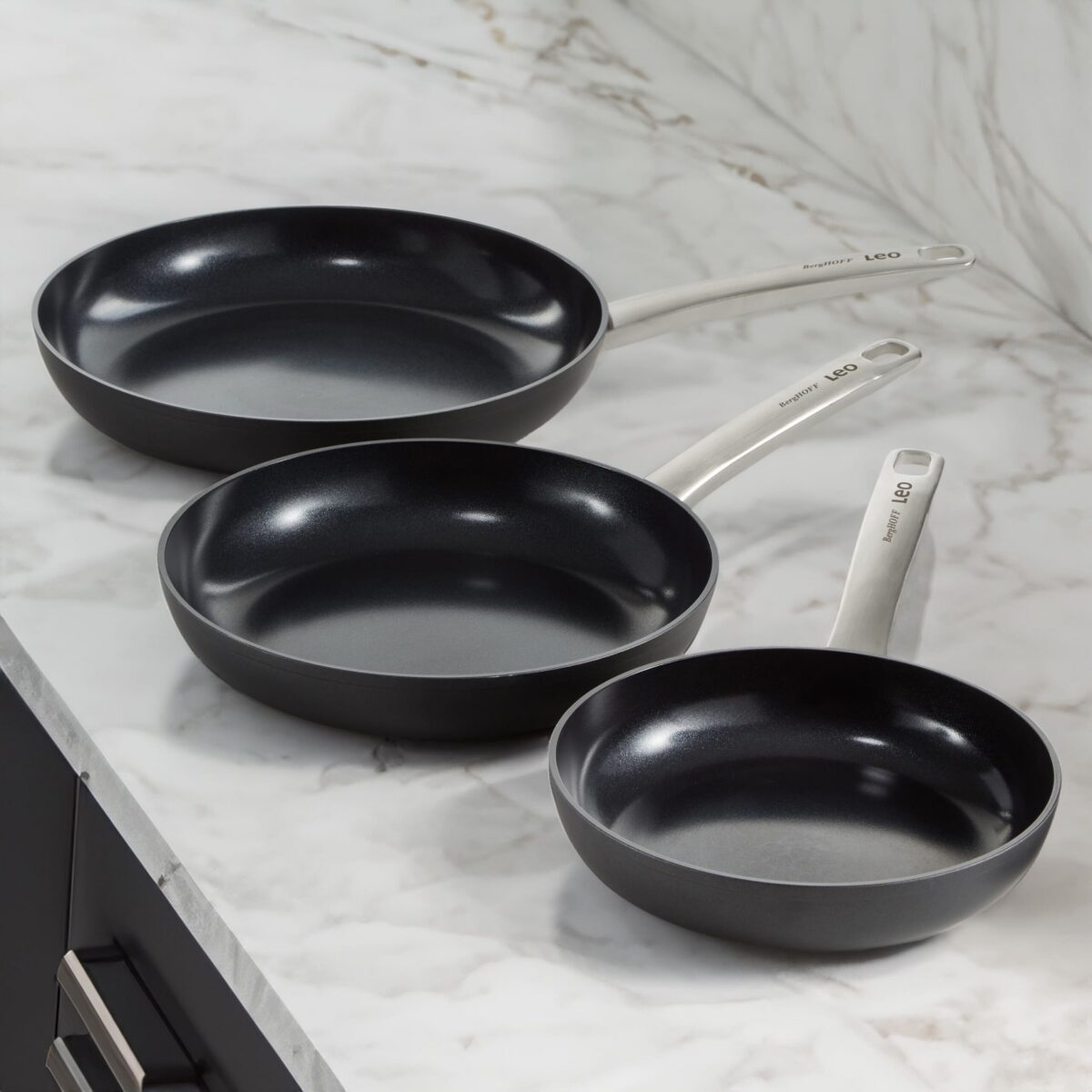 bbbd1243-877a-4f86-90ef-d40801456ec6.jpg BergHOFF - Leo Graphite 3Pc Nonstick Ceramic Frying Pan Set - Black