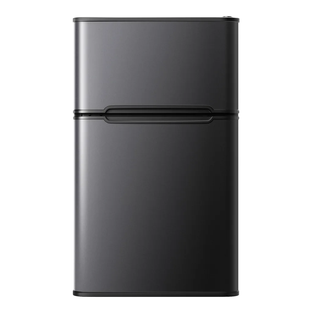 bc960273-eebc-4564-9476-3b84fb2976db.jpg SIMZLIFE - 3.2 Cu ft Two-Door Mini Refrigerator with Freezer, Compact Design & Adjustable Removable Shelves - Black