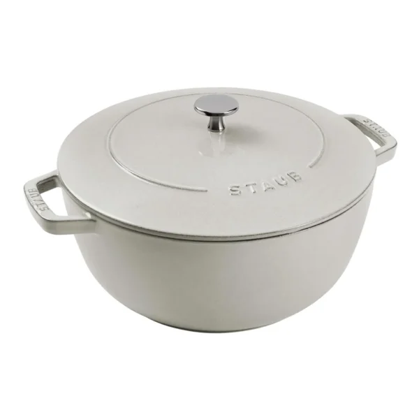 bcb2b4ff-2170-4183-8fd3-7b0c27c99ef5.jpg Staub - Cast Iron Essential French Oven, Dutch Oven, 5-quart, serves 5-6, Made in France - White Truffle