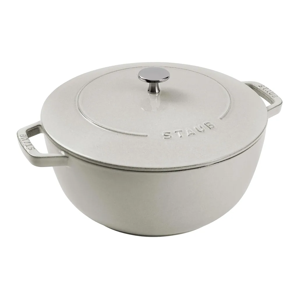 bcb2b4ff-2170-4183-8fd3-7b0c27c99ef5.jpg Staub - Cast Iron Essential French Oven, Dutch Oven, 5-quart, serves 5-6, Made in France - White Truffle