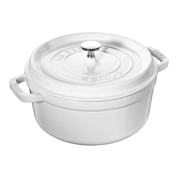bd6f5bdc-83f6-4604-adff-cb9f0e0ab88f.jpg Staub - Cast Iron Round Cocotte, Dutch Oven, 4-quart, serves 3-4, Made in France - White