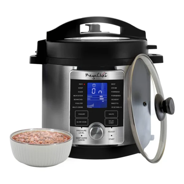 bdc8a53d-a3cd-462a-9fb6-bc4ccc538f08.jpg MegaChef 310111967M 6 Quart Stainless Steel Electric Digital Pressure Cooker with Lid – Silver