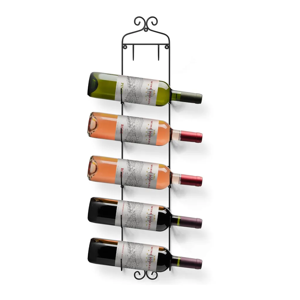 be0b7e9b-8b4d-4622-a271-c7eaa66b612d.jpg Sorbus - Wine Rack Wall Mounted, Display Wine Bottles, Champagne, Towels in Metal Wall Mount Wine Rack 6 Level Wine Rack - Black