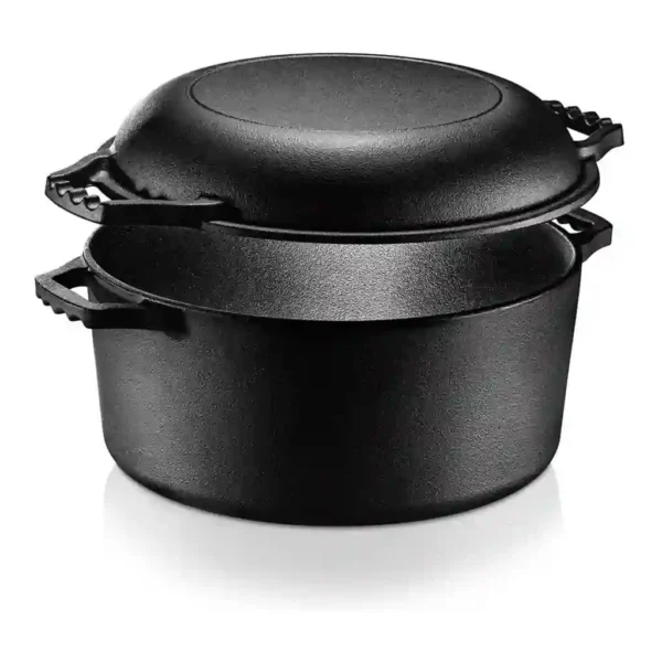 be18617b-ef31-45ad-a1c4-56f7ec361862.jpg NutriChef - Cast Iron Multi Cooker - Pre-Seasoned Non-Stick Double Dutch Oven Stovetop Casserole Cookware Braising Pot - Black