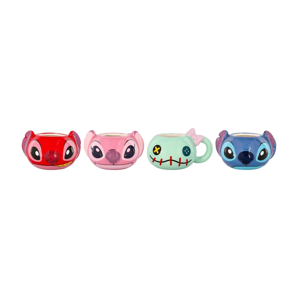 be94d360-c865-480c-9c28-5b61c3180f19.jpg Disney - Lilo & Stitch Characters 2-Ounce Sculpted Ceramic Mini Mugs | Set of 4 - Multi-Colored