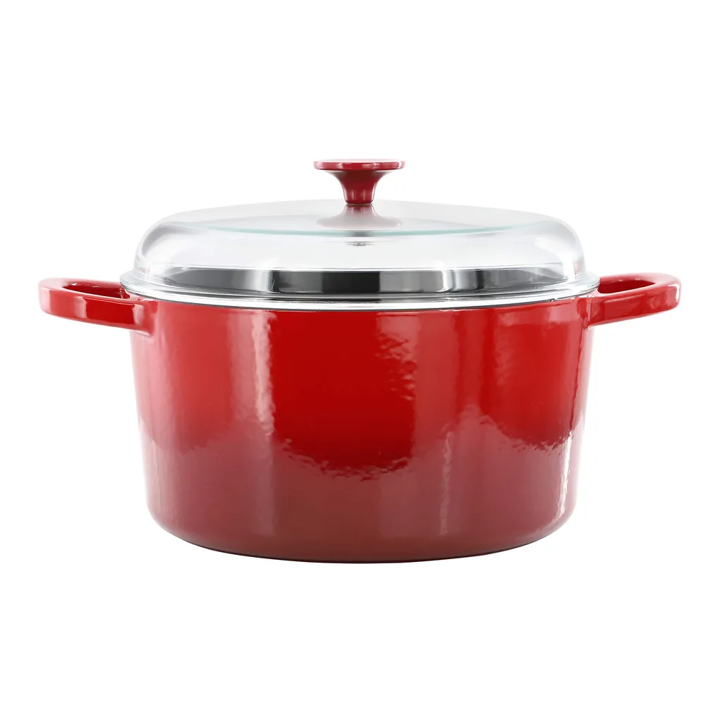 bee5db02-5a7e-4e7e-8be8-361f50f33c64.jpg Crockpot - Crock Pot Artisan 7 Quart Enameled Cast Iron Dutch Oven with Borosilcate Lid - Red