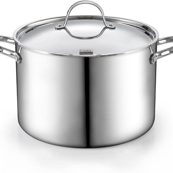 bfbc28a3-4cef-4191-8fdd-33dff679236a.jpg Cooks Standard - Multi-Ply Clad Stock Pot with Lid, 12 Quart - Stainless Steel