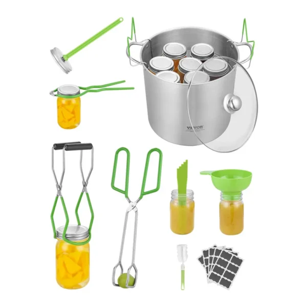 c011aa37-0f20-4193-b06d-6aef43a4df54.jpg VEVOR - Canning Supplies Starter Kit, 9 Pieces Stainless Steel Water Bath Canning Kit for Beginners - Green