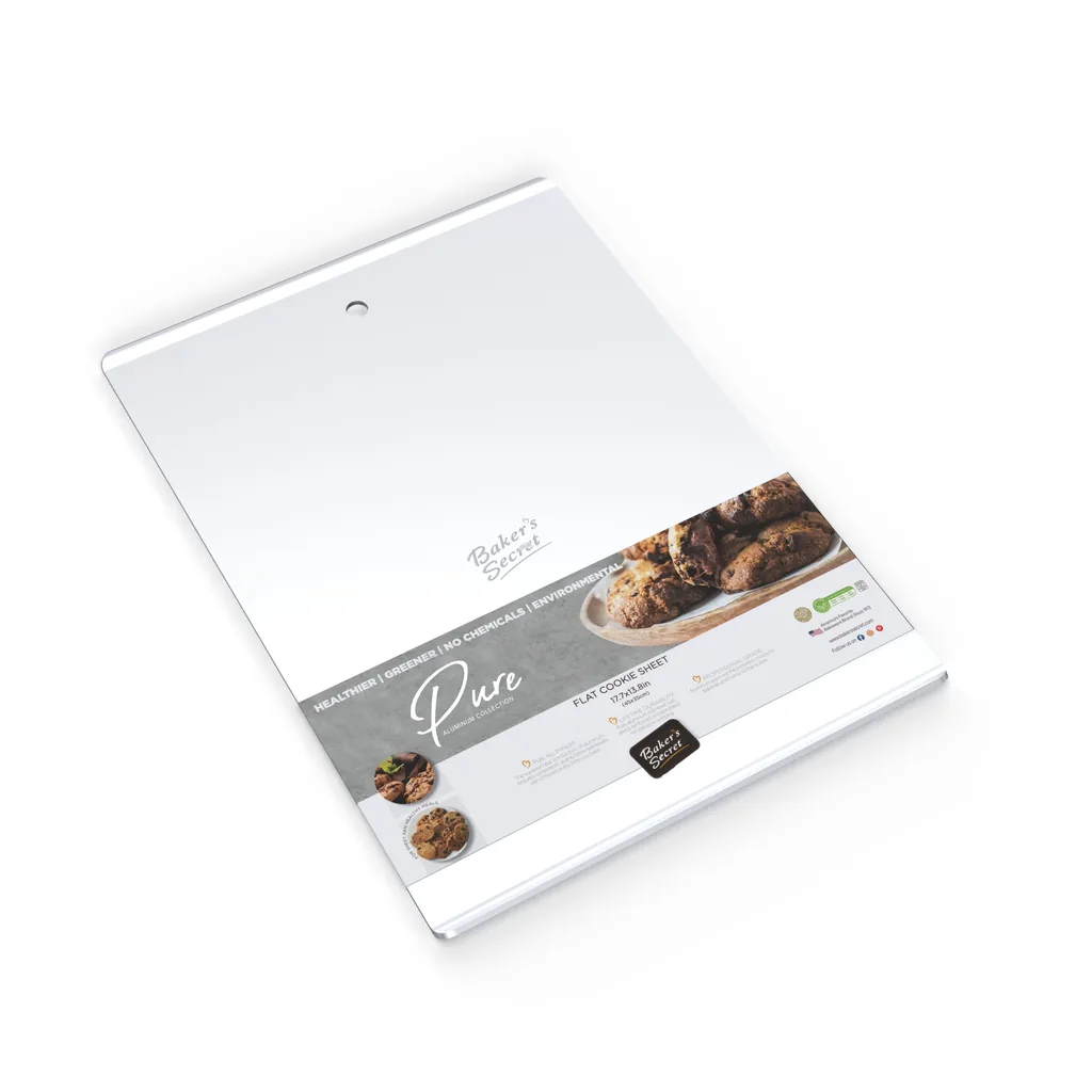 c073292c-f726-4815-ad93-aa4bae1f386d.jpg Baker's Secret - Extra Thick 18" Flat Pure Aluminum Cookie Sheet, Commercial Grade - Silver