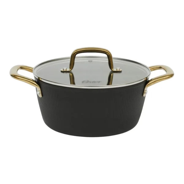 c0fce338-43e0-4721-92cc-e8aee881ebb0.jpg Oster - Abbottsford 4.4 Quart Nonstick Aluminum Dutch Oven with Glass Lid - Black