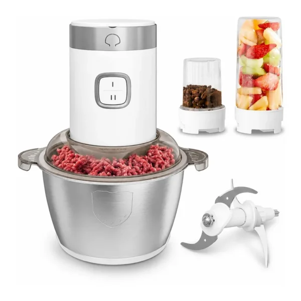 c117a719-70b0-4bef-95b3-1f5787b1a1e3.jpg RYHNUYNE DHHD-P589191 4-in-1 Food Processor & Meat Grinder – 350W Electric Chopper with 2-Speed Control, 1.8L Bowl, Juicer & Coffee Grinder – White
