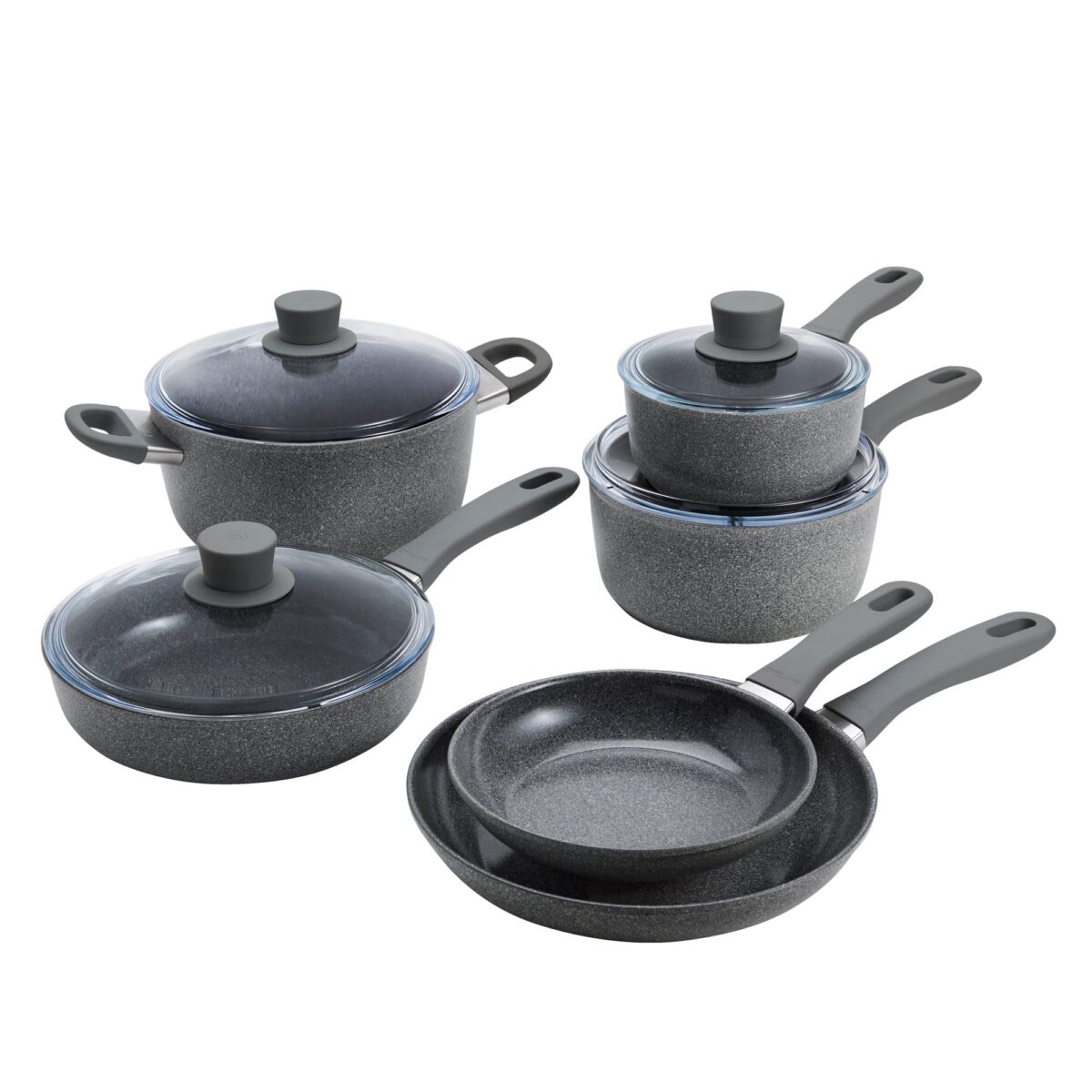 c19a2bf1-667a-45a6-b493-0248210f6af0.jpg ZWILLING - Parma Plus Ceramic 10-pc Aluminum Ceramic Nonstick Cookware Set - Gray