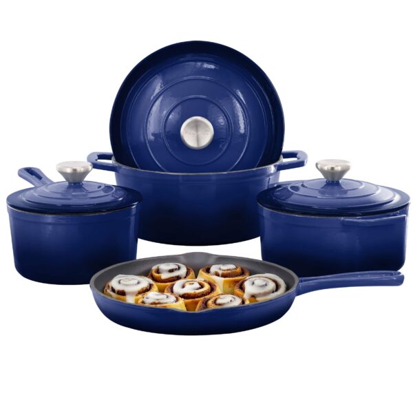 c1ace46c-3f27-4d0b-8c77-8fdeae2c1b0f.jpg MegaChef - 7 Piece Enameled Cast Iron Cookware Set - Blue