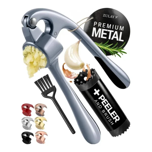 c363637d-f54c-4cca-a07d-942d7e9c8871.jpg Zulay Kitchen - Premium Garlic Press Set - Rust Proof & Dishwasher Safe Professional Garlic Mincer Tool - Slate