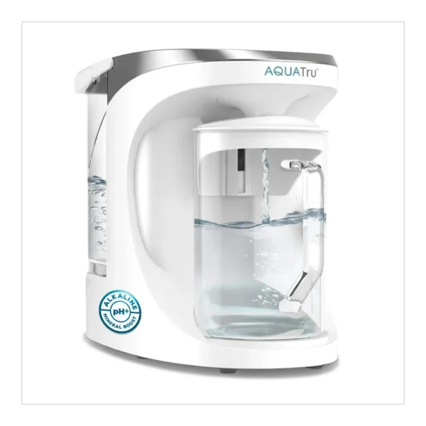 c4ac7d21-82b1-46ee-aa59-1575a20241a9.jpg AquaTru - Carafe Alkaline Countertop Water Purifier Certified 4-Stage RO System Removes 84 Contaminants No Plumbing - White