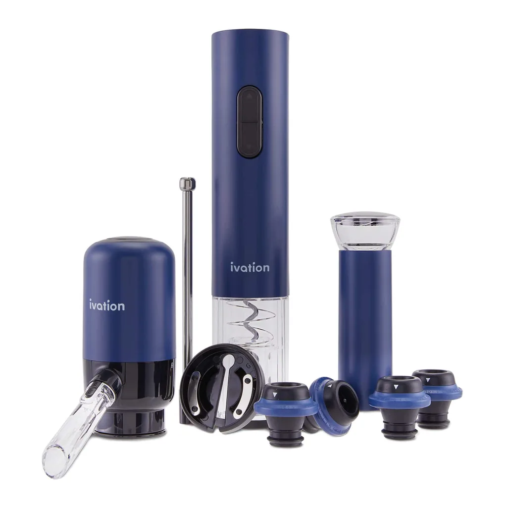 c4e92195-7041-4a10-9835-4543b1870507.jpg Ivation - All-in-One Wine Gift Set - Wine Accessory Kit with Automatic Electric Bottle Opener & More - Black and Navy Blue