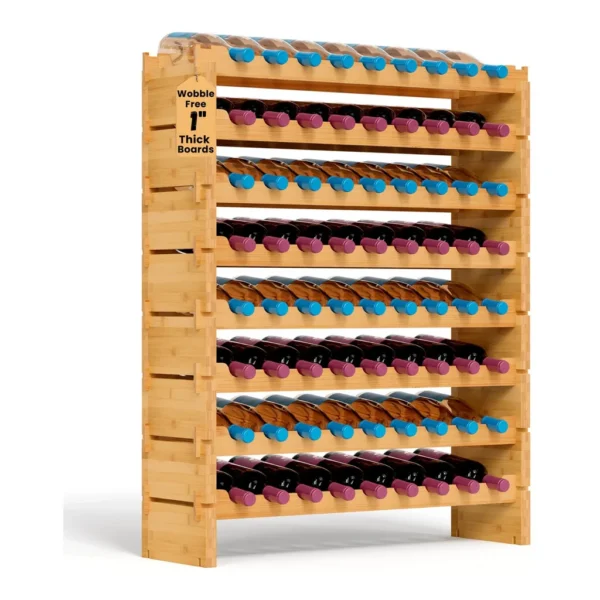 c501db80-caf7-41b1-a158-facf1610e0ff.jpg NutriChef - 72 Bottle Wine Rack, Bamboo, 8-Tier Modular Shelf, Wobble-Free, Easy No-Tool Assembly (SLWMDSF226)