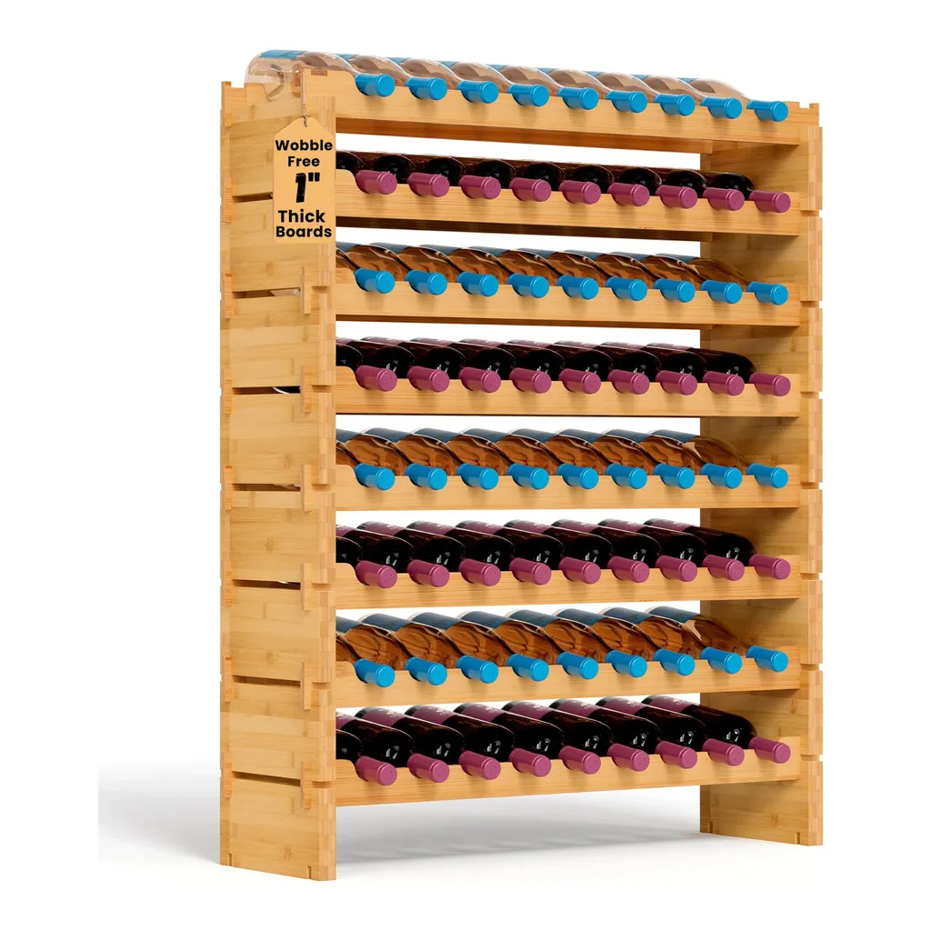 c501db80-caf7-41b1-a158-facf1610e0ff.jpg NutriChef - 72 Bottle Wine Rack, Bamboo, 8-Tier Modular Shelf, Wobble-Free, Easy No-Tool Assembly (SLWMDSF226)