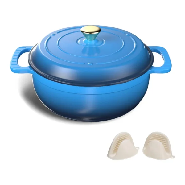 c5c14356-820f-4494-94f5-7d52c3ad3dbc.jpg Winado - 6QT Dutch Oven Enameled Cast Iron Bread Oven with Moisture-Lock Lid for Sourdough Baking & Cooking, Oven & Stovetop Safe - Blue