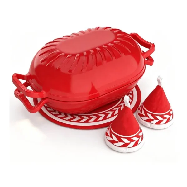 c66c1c62-9822-4d3b-b0e4-c5dfa9704576.jpg Winado - 5QT Candy Shaped Enameled Cast Iron Oval Dutch Oven with Lid, Heat-Resistant Gloves, Pot Mat for Baking Bread, Roasting - Ruby Red