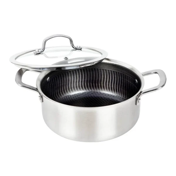 c719e368-21b6-4020-bd95-4e8c1b86da5f.jpg Brentwood - B-duh22l 3-ply Hybrid Non-stick Stainless Steel Dutch Oven With Tempered Glass Lid (4 Qt.) - Silver