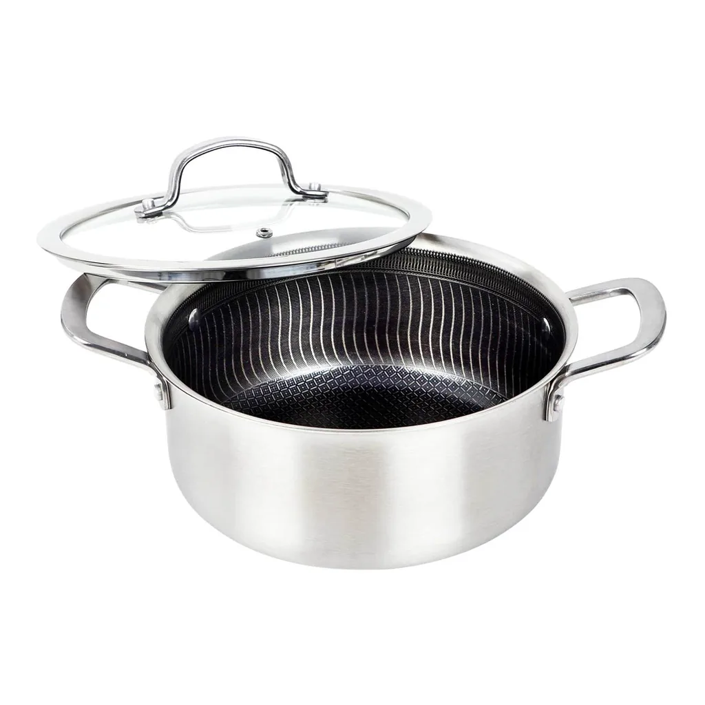 c719e368-21b6-4020-bd95-4e8c1b86da5f.jpg Brentwood - B-duh22l 3-ply Hybrid Non-stick Stainless Steel Dutch Oven With Tempered Glass Lid (4 Qt.) - Silver