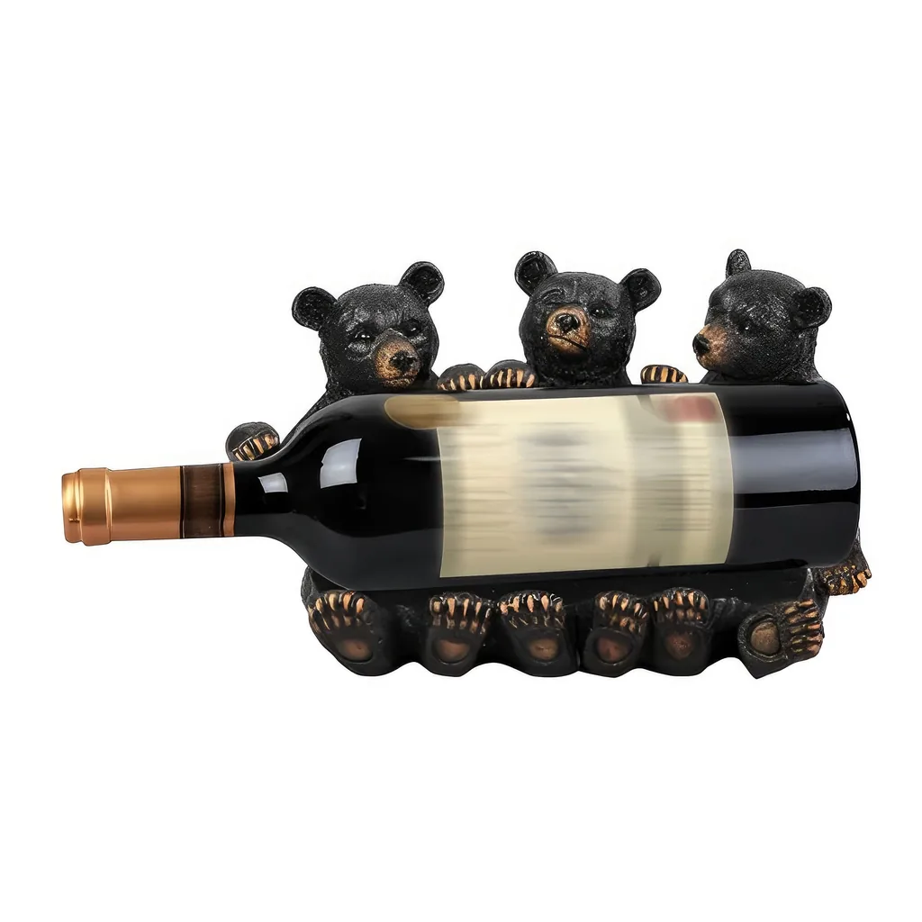 c74f7d2f-fbbb-4137-b258-9a99b0104e76.jpg FC Design - 9.5"H 3 Bear Wine Rest Rack Bottle Holder Dining Room Figurine - Multicolor