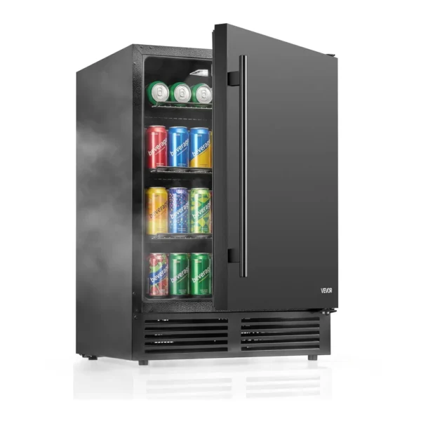 c77103ca-5698-4505-b5e1-0360467316e3.jpg VEVOR - Beverage Refrigerator, 24 Inch Under Counter Drink Fridge, Hold 180 Cans, 5.0 Cu. Ft, Built-in / Freestand Cooler - Black