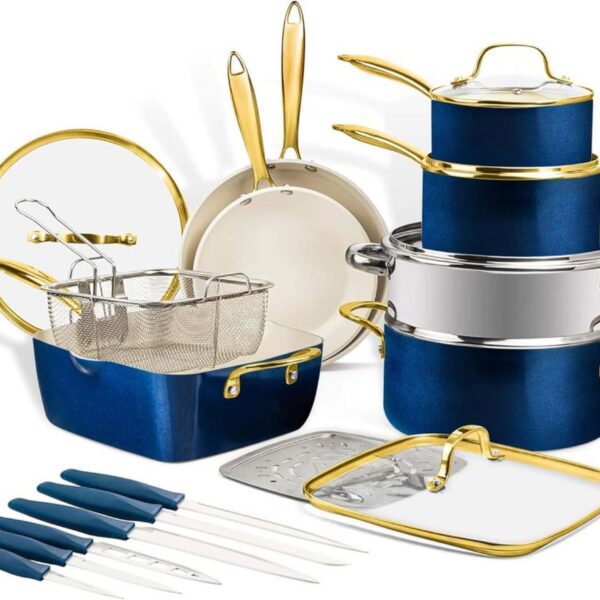 c8c86214-d1a6-4f9d-a56c-0506bb4c0278.jpg Gotham Steel - 20 Piece Ultra Nonstick Ceramic Cookware Set with Knutriblade Knives - Navy