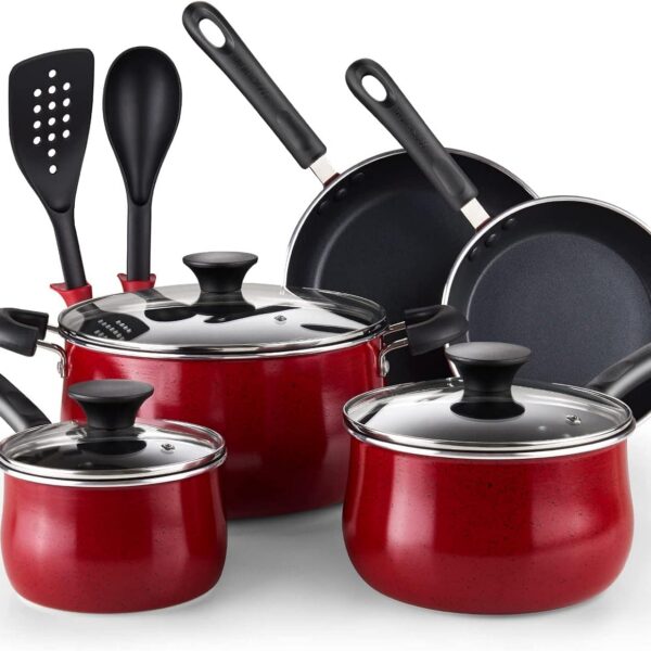 c9ca9408-409e-4da1-94b2-b84d03bcb461.jpg Cook N Home - 02733 Nonstick Cookware Belly Shape 10-pc Marble - Red