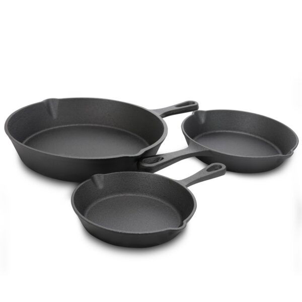 ca54c622-7444-4d01-ba02-5c441546d34a.jpg Gibson - General Store Addlestone 3 Piece Preseasoned Cast Iron Skillet Set - Black