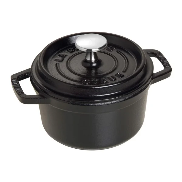 cac67af1-ac50-49f2-966a-60b02bf5610c.jpg Staub - Cast Iron Round Dutch Oven, Made in France, 0.75-qt, Black - Matte Black