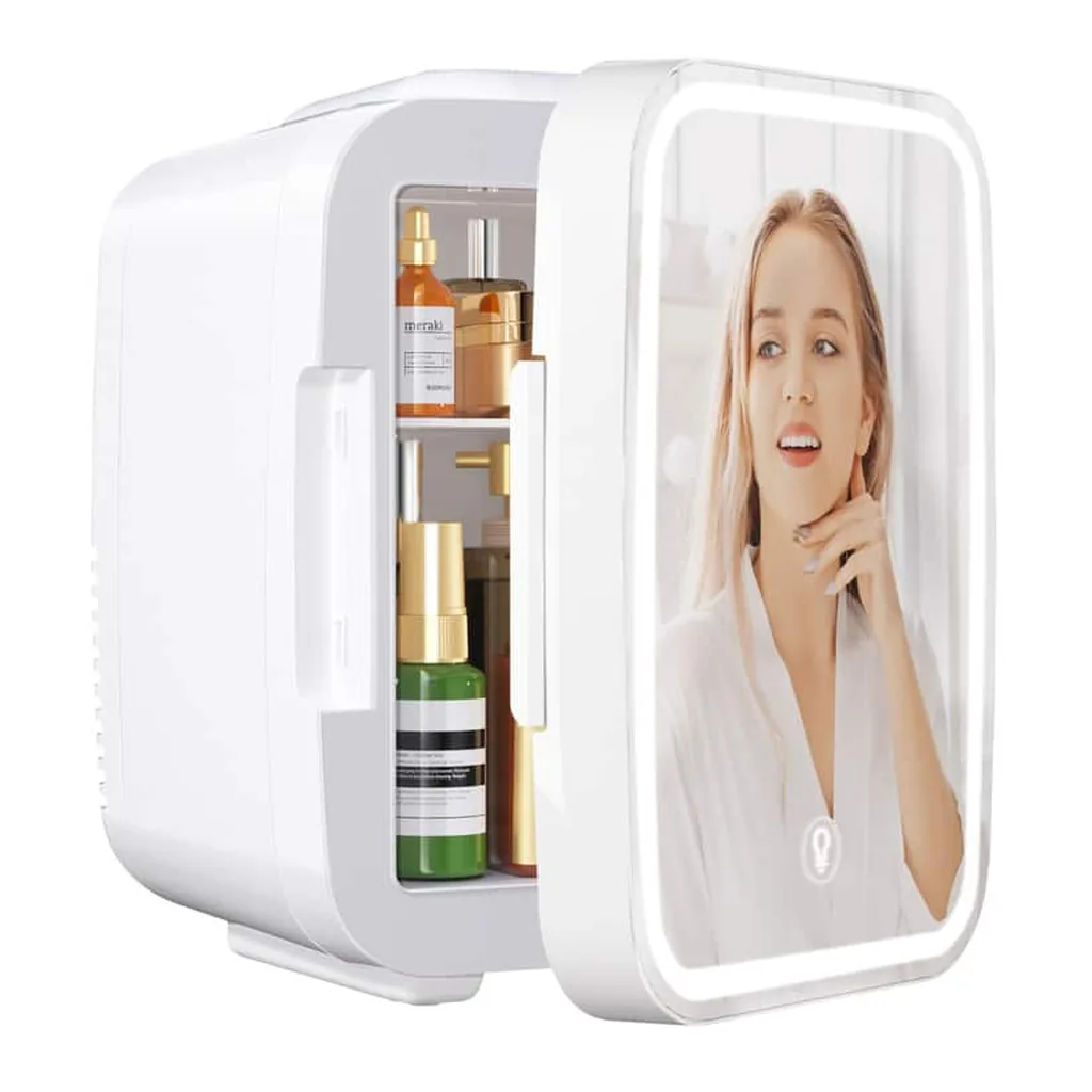 cb2750fd-3e35-47d0-a54c-3c1b4381dad3.jpg YASHE - Skincare Fridge, 4Liter/6 Cans Mini Fridge with Dimmable LED Light Mirror - White