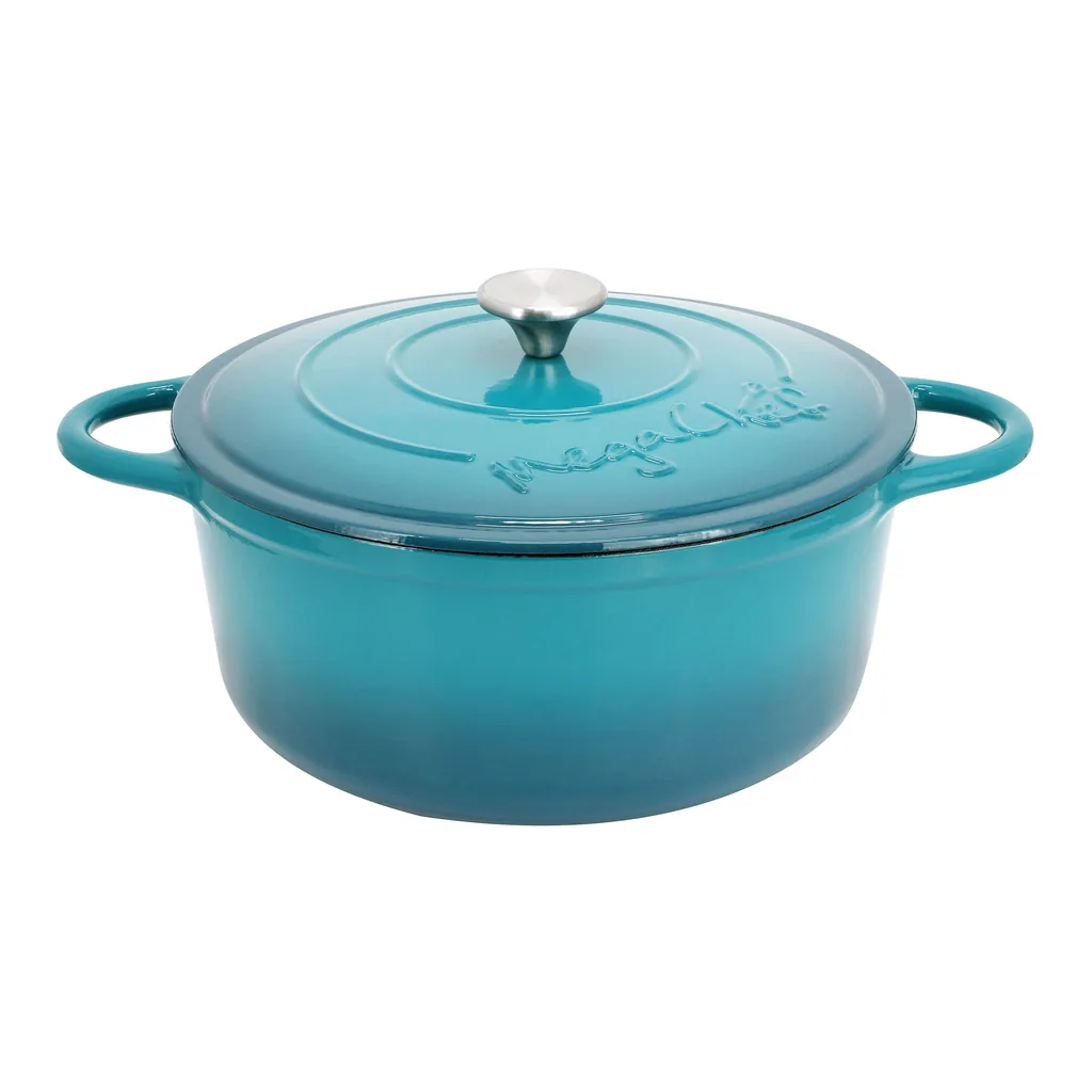 cba9636e-a7ec-4dc3-b9d6-ffc4cd7e7b72.jpg MegaChef - 6.35 Quart Round Enameled Cast Iron Dutch Oven with Self Basting Lid - Light Blue