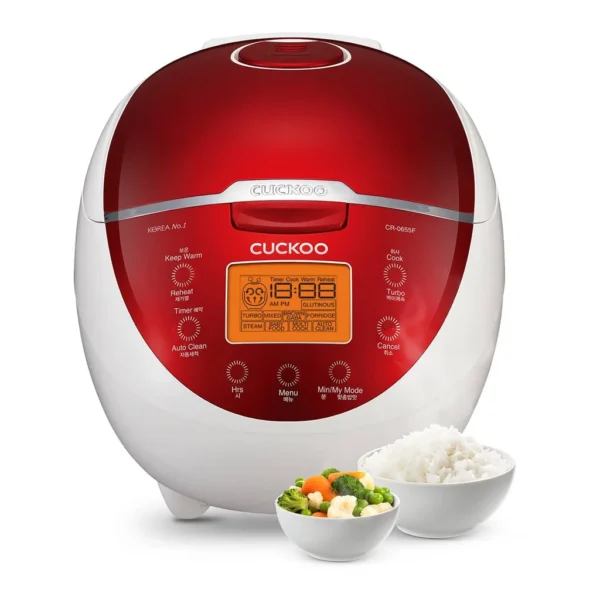 cc5f3b91-a0de-4276-8378-ad73cb3e5573.jpg Cuckoo Rice Cooker 12 Cups Cooked Warmer with Nonstick Pot 12 Menu Options and Micom Fuzzy Logic Tech (CR-0655F) – Red