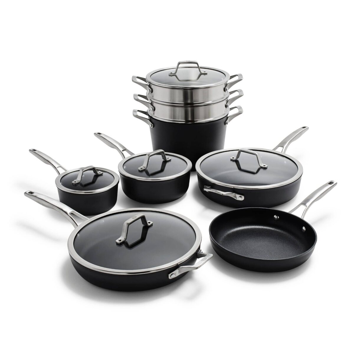 cca6fee2-8a38-4136-95d6-6d442efe3f2d.jpg Calphalon - Premier Hard-Anodized Nonstick Aluminum Cookware Set, 13-Piece Set - Black