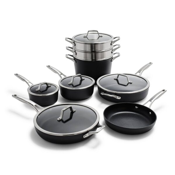 cca6fee2-8a38-4136-95d6-6d442efe3f2d.jpg Calphalon - Premier Hard-Anodized Nonstick Aluminum Cookware Set, 13-Piece Set - Black