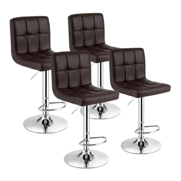 cce25720-dc98-4740-953d-544ddcf0361b.jpg Costway - Set of 4 PU Leather Bar Stool Swivel Bar Chair w/ Adjustable Height - Brown