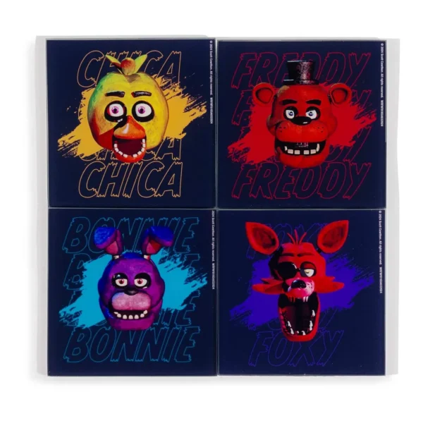 ce454efd-4d51-441d-a465-ba4145a990c1.jpg Silver Buffalo - Five Nights At Freddy's Characters Glass Coasters | Set of 4 - Multicolor