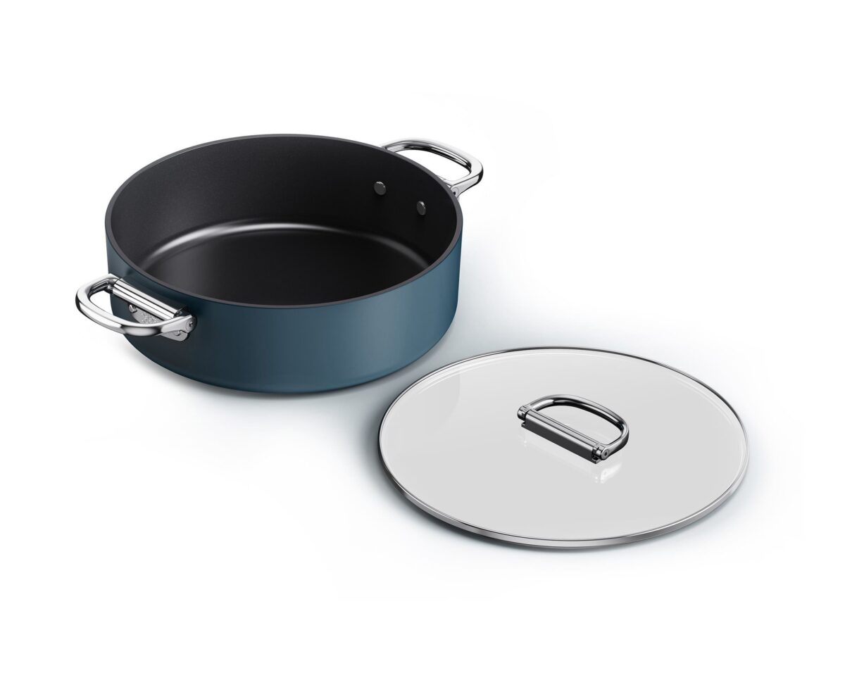 cfd4ec01-3873-41c0-b409-2113caf4b78a.jpg Joseph Joseph - Space Ceramic Non-stick 5 Qt. Shallow Casserole with Folding Handles and Lid - Blue