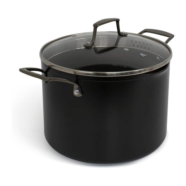 d0bc16ba-e595-4686-bc79-25022604eec2.jpg BLU - Blu. Cookware 8.5QT Stock Pot with Double Strainer Lid, Non-Toxic - Black