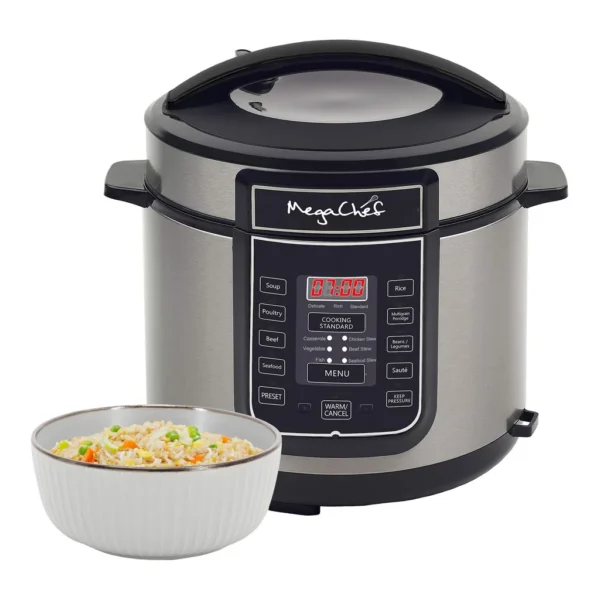d0ec8366-4619-43c2-a47c-13ebea794d43.jpg MegaChef MCPR100A 6 Quart Digital Pressure Cooker with 14 Pre-set Multi Function Features – Silver