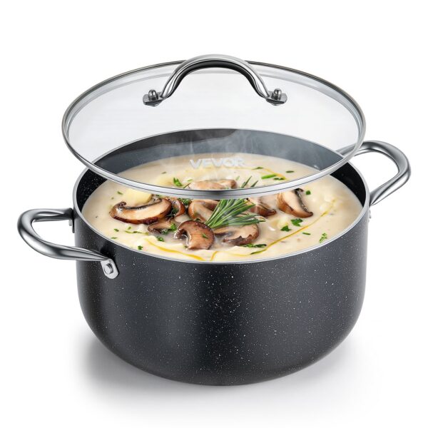 d2a2c44d-576b-4801-a0d1-883b62d866b3.jpg VEVOR - Aluminum Stock Pot, 8-Quart Nonstick Ceramic Coated Pot with Glass Lid, PFOA-Free, PFAS-Free, Compatible with Gas Stoves - Black