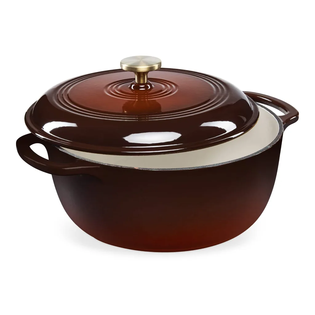 d33835a9-8982-489f-8349-d7407c79a6fa.jpg Best Choice Products - 7.5 Quart Enamel Cast-Iron Dutch Oven, Heavy-Duty Cookware w/ Dual Handles, Lid - Chocolate Ganache