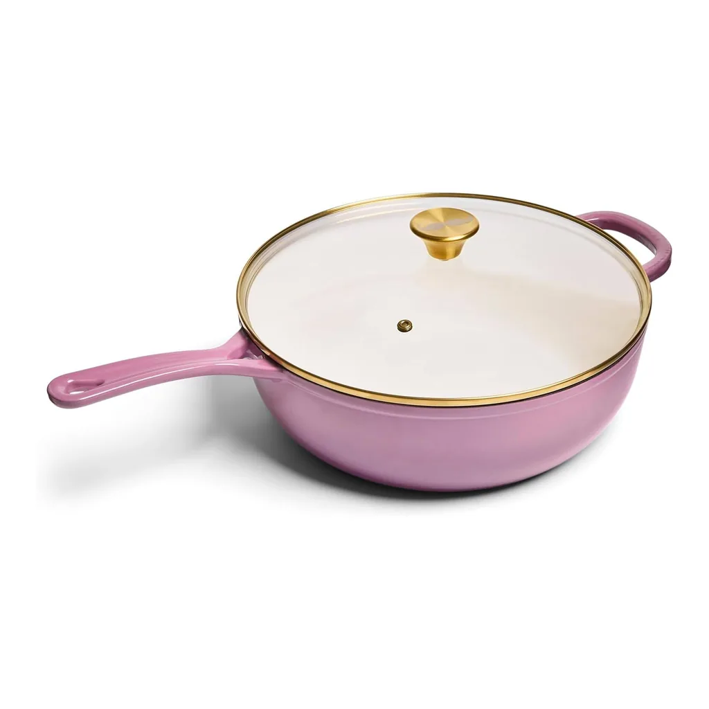 d34b8afd-4689-4122-ade3-193bc10054c9.jpg Larder & Vine - 6.2 qt Enameled Cast Iron Chef’s Pan with Tempered Glass Lid - Grappa