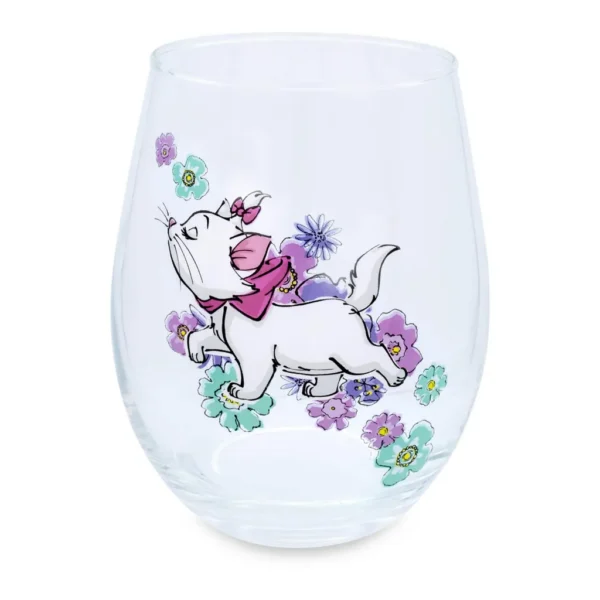 d397e950-fef7-463e-ab22-57f8d59fcfbf.jpg Disney - The Aristocats Marie Walking Teardrop Stemless Wine Glass | Holds 20 Ounces - Blue