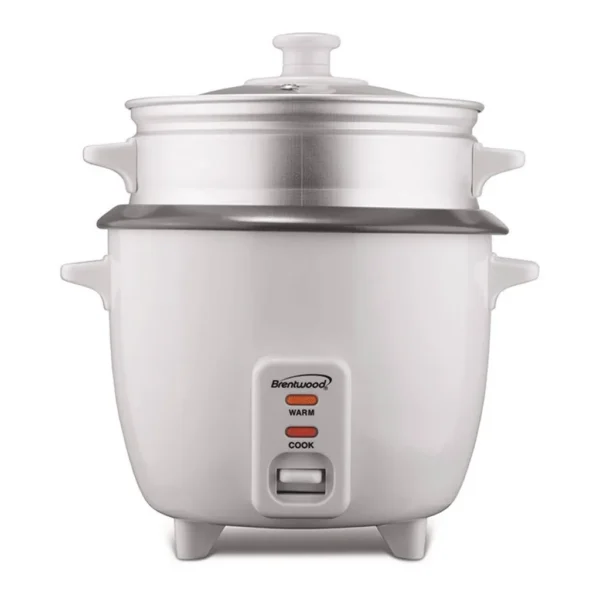 d4049321-fe3e-4074-a714-e550ba93eddc.jpg Brentwood 31083295M 8 Cup Rice Cooker / Non-Stick with Steamer – White