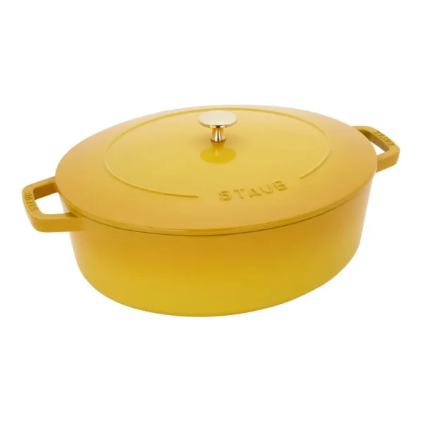 d435a9c7-8dd9-45b5-b945-8cb3ac2a0cd3.jpg Staub - Cast Iron 6.25-qt Shallow Oval Dutch Oven - Citron