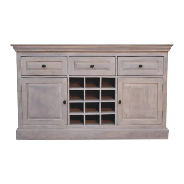 d48bb4b1-10c8-4c9e-9d4a-220fbc9c50fd.jpg Artisan Furniture - Solid Wood Wine Storage Unit, 3 Drawers, 2 Doors, Color - Acid Wash