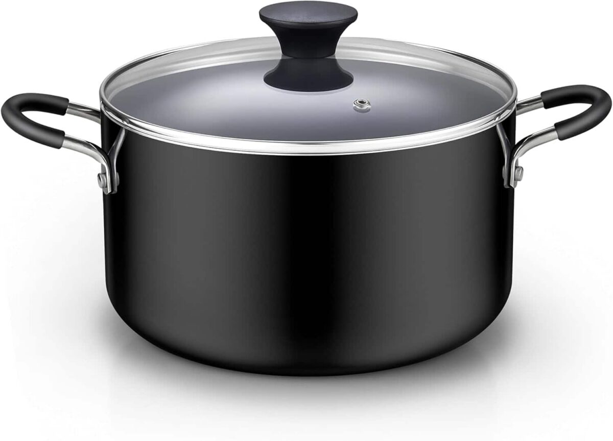 d49df732-5a4e-436e-b6b8-90a9e6380ab8.jpg Cook N Home - Professional 6qt Nonstick StockPot with Lid,Riveted Handle,Soup Pot ,Induction,Oven & Dishwasher Safe - Black
